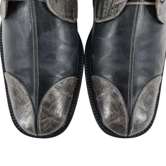 Vintage Belvedere Florence Exotic Crocodile Leather Gray Dress Shoes 11M Oxfords - Picture 11 of 12